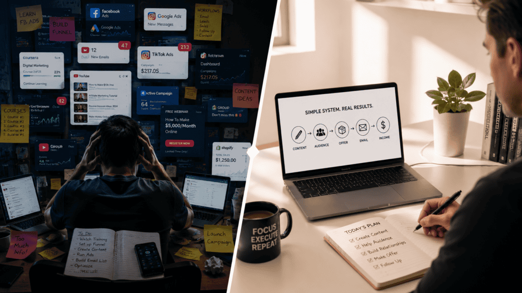 Too many online business strategies causing overwhelm for beginners