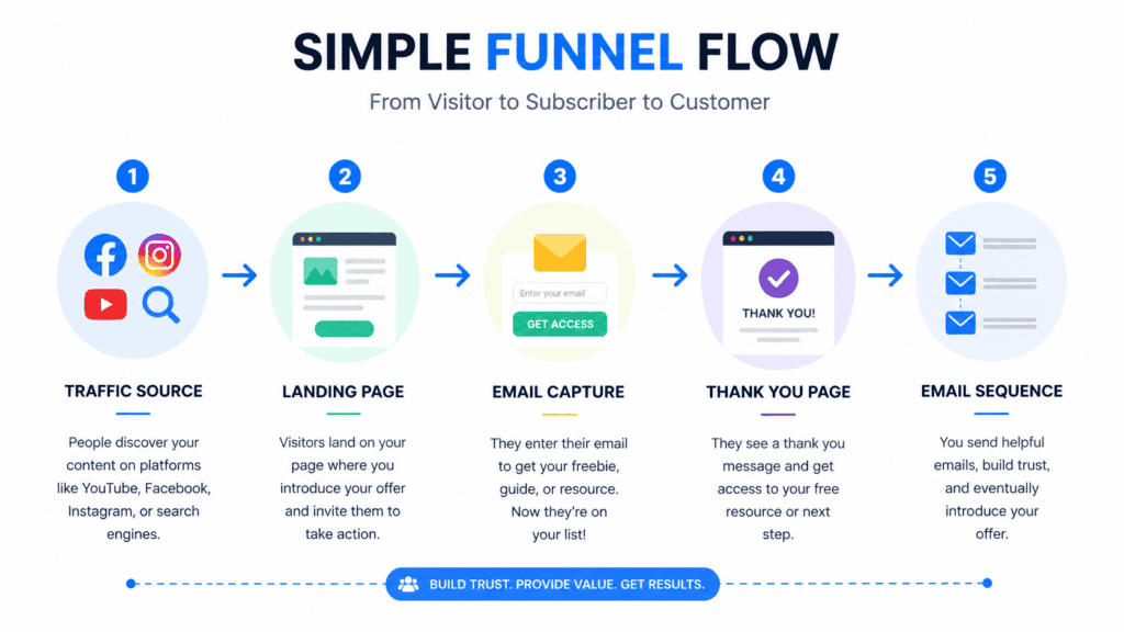 simple funnel structure systeme io beginner guide diagram