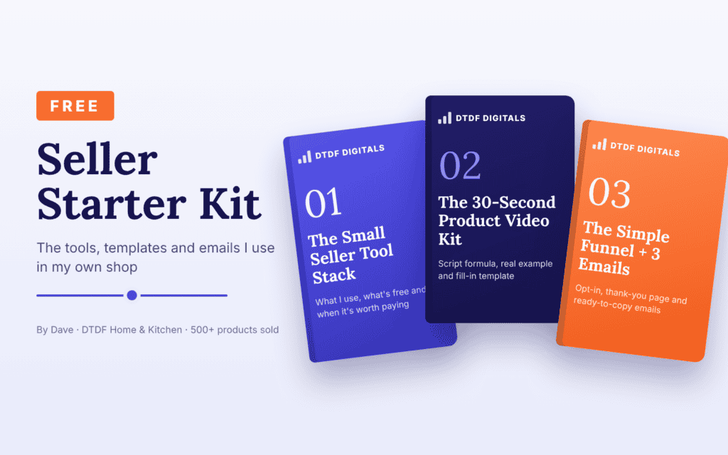Free Seller Starter Kit by DTDF Digitals: tool stack, product video kit and simple funnel