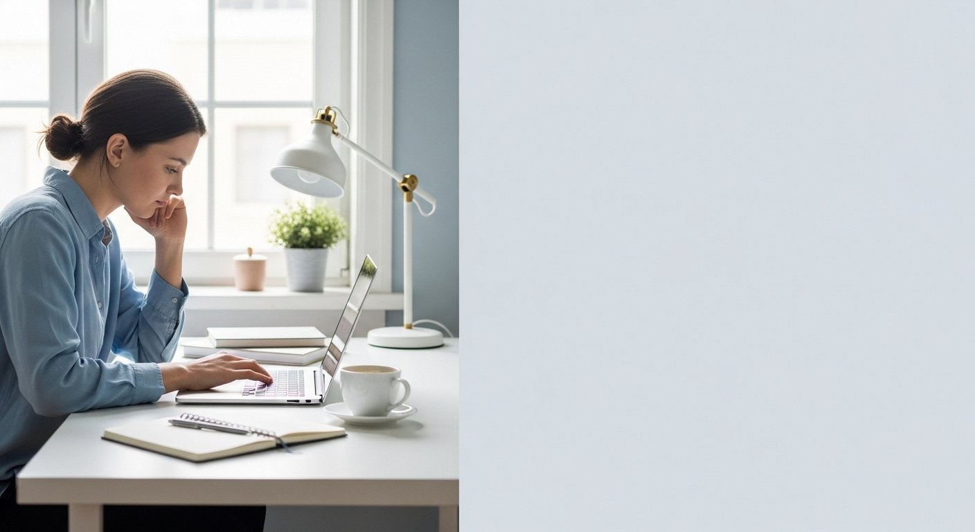 Person working on a laptop at a clean home desk while learning how to start an online income system