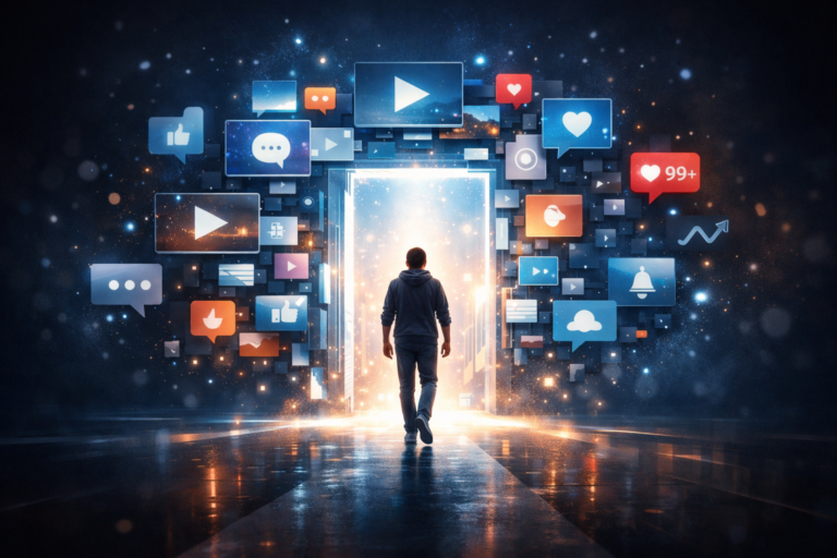 invideo ai for beginners content creation gateway with social media icons