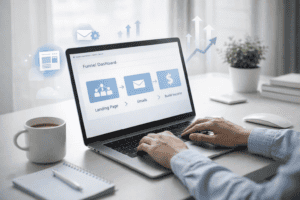 Beginner using Systeme.io dashboard to build an online income system