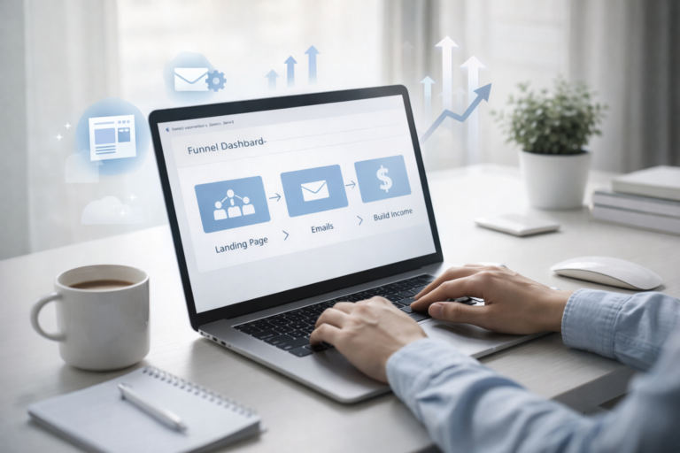 Beginner using Systeme.io dashboard to build an online income system