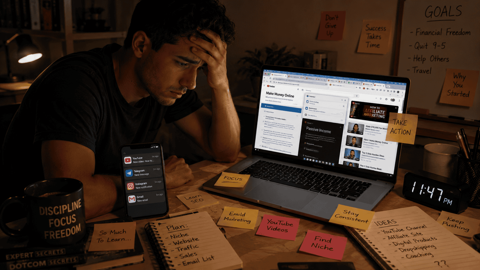 Why Beginners Struggle to Make Money Online beginner overwhelmed by online business confusion