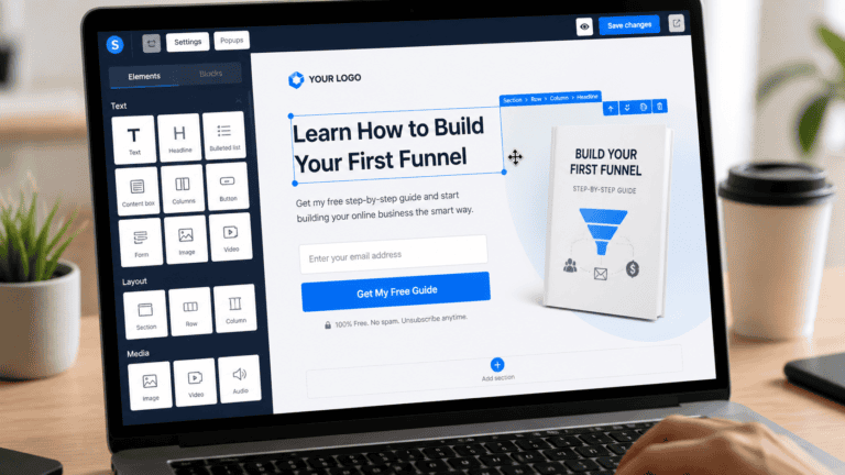 systeme io funnel page builder tutorial for beginners