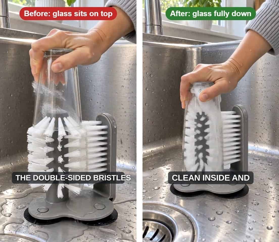 Creatify Ad Agent before and after: the glass now slides fully down over the brush