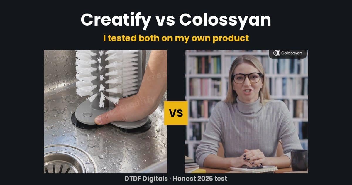 Creatify vs Colossyan test on a glass cup brush