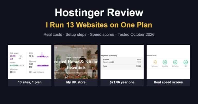 Hostinger review: I run 13 websites on one plan, with real costs, setup steps and speed scores