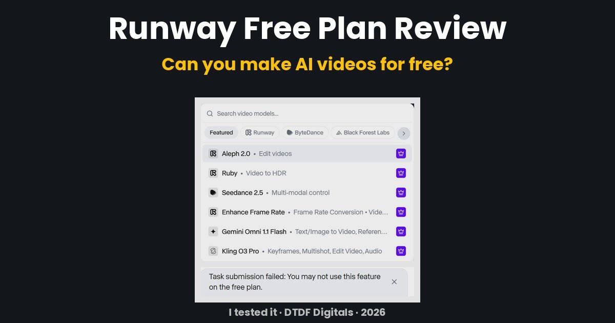 Runway free plan review: can you make AI videos for free